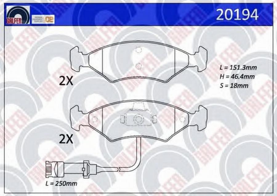 Galfer 20194 - Kit de plaquettes de frein, frein à disque cwaw.fr