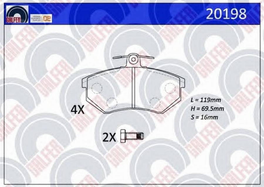 Galfer 20198 - Kit de plaquettes de frein, frein à disque cwaw.fr