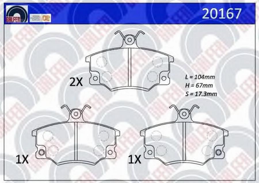 Galfer 20167 - Kit de plaquettes de frein, frein à disque cwaw.fr