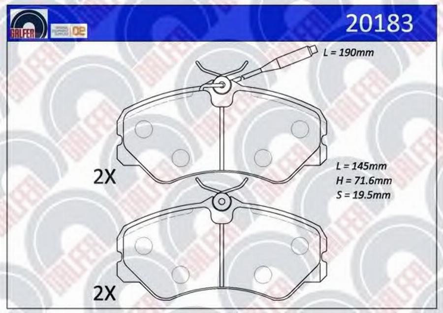 Galfer 20183 - Kit de plaquettes de frein, frein à disque cwaw.fr