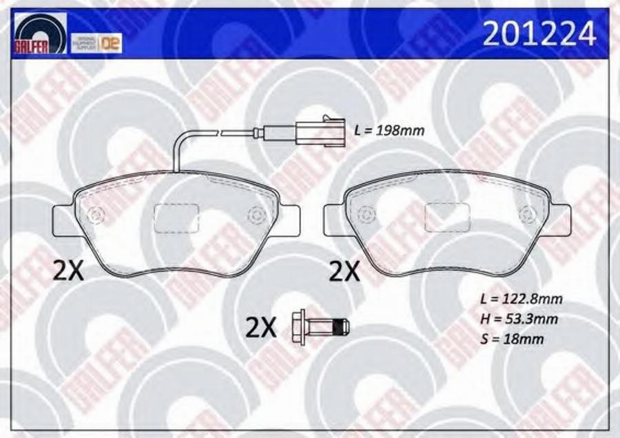 Galfer 201224 - Kit de plaquettes de frein, frein à disque cwaw.fr