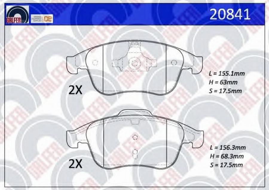 Galfer 20841 - Kit de plaquettes de frein, frein à disque cwaw.fr