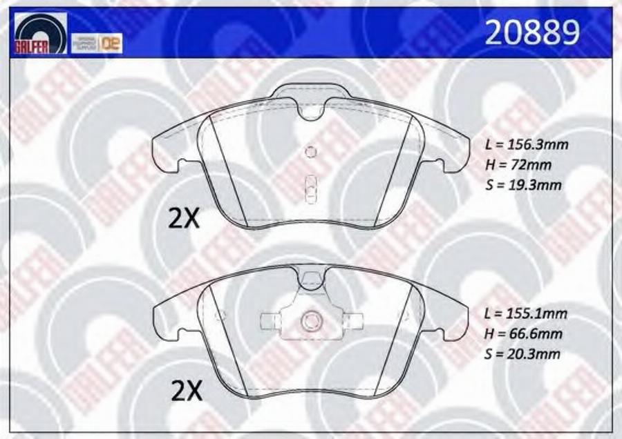 Galfer 20889 - Kit de plaquettes de frein, frein à disque cwaw.fr