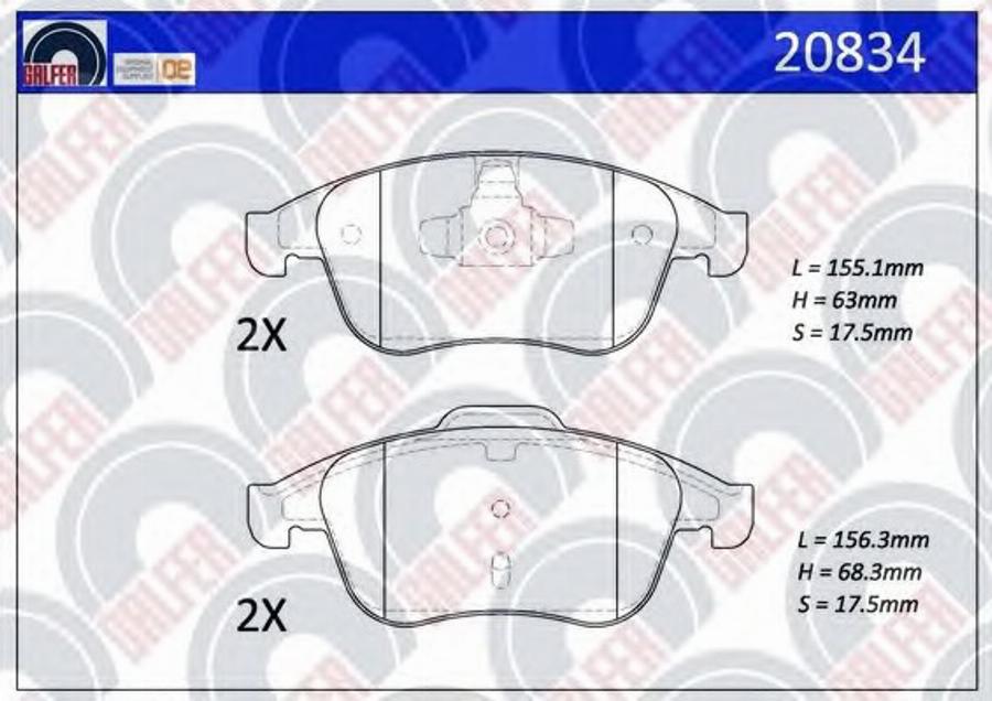 Galfer 20834 - Kit de plaquettes de frein, frein à disque cwaw.fr