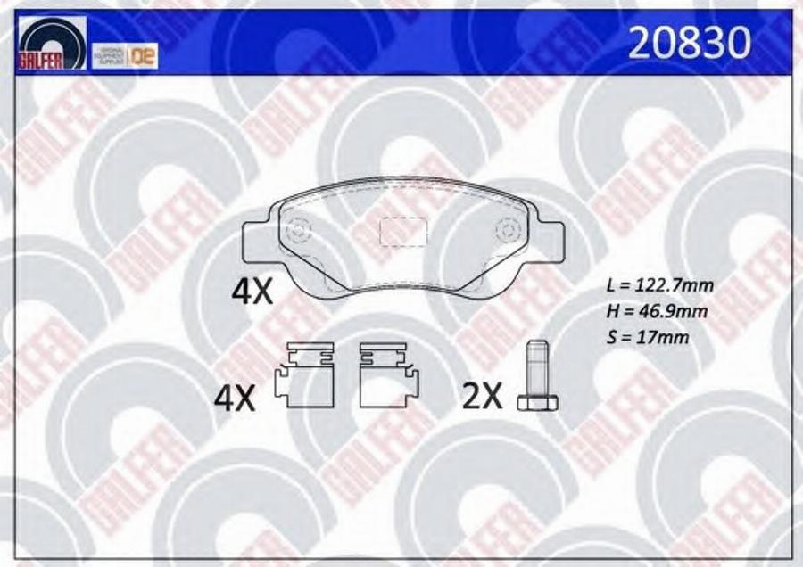 Galfer 20830 - Kit de plaquettes de frein, frein à disque cwaw.fr