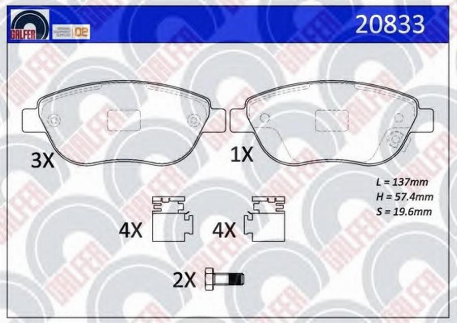 Galfer 20833 - Kit de plaquettes de frein, frein à disque cwaw.fr