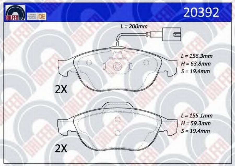 Galfer 20392 - Kit de plaquettes de frein, frein à disque cwaw.fr