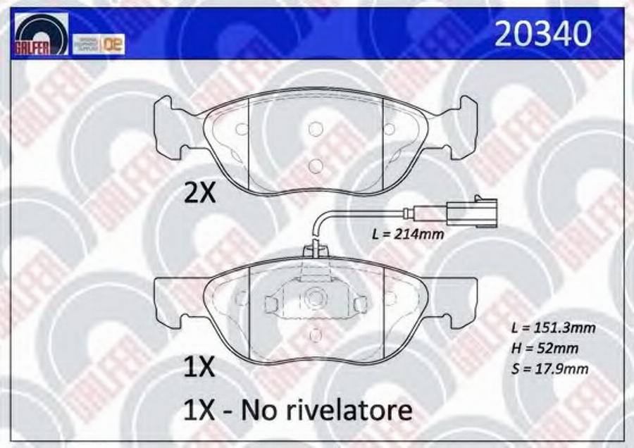 Galfer 20340 - Kit de plaquettes de frein, frein à disque cwaw.fr