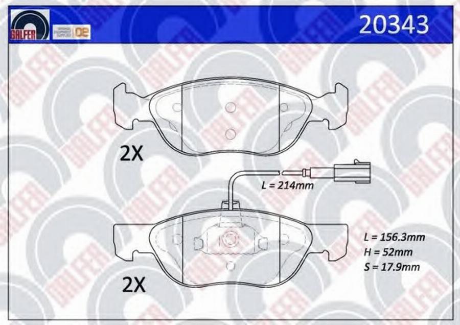 Galfer 20343 - Kit de plaquettes de frein, frein à disque cwaw.fr