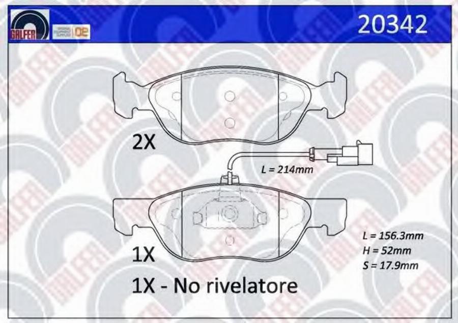 Galfer 20342 - Kit de plaquettes de frein, frein à disque cwaw.fr