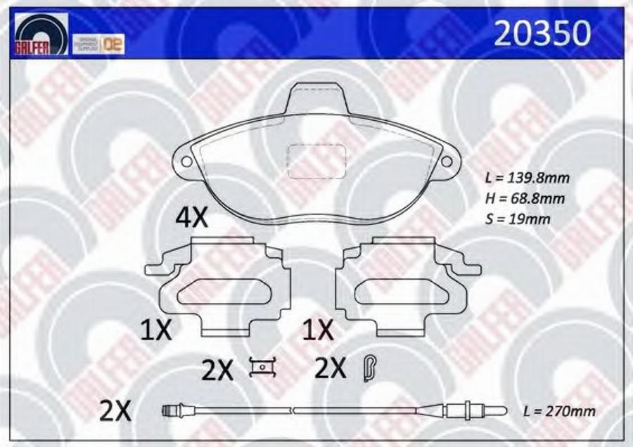 Galfer 20350 - Kit de plaquettes de frein, frein à disque cwaw.fr