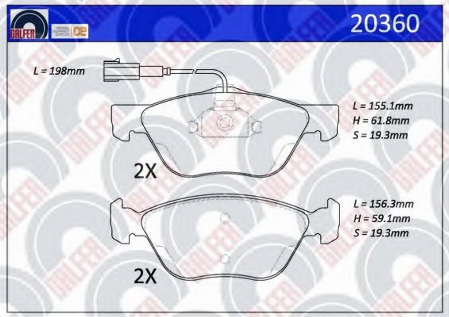 Galfer 20360 - Kit de plaquettes de frein, frein à disque cwaw.fr