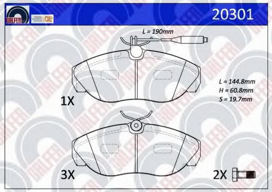 Galfer 20301 - Kit de plaquettes de frein, frein à disque cwaw.fr