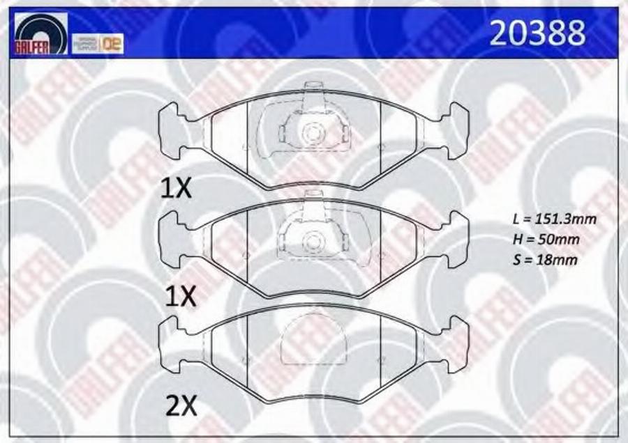 Galfer 20388 - Kit de plaquettes de frein, frein à disque cwaw.fr