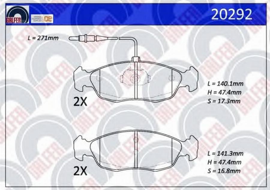 Galfer 20292 - Kit de plaquettes de frein, frein à disque cwaw.fr