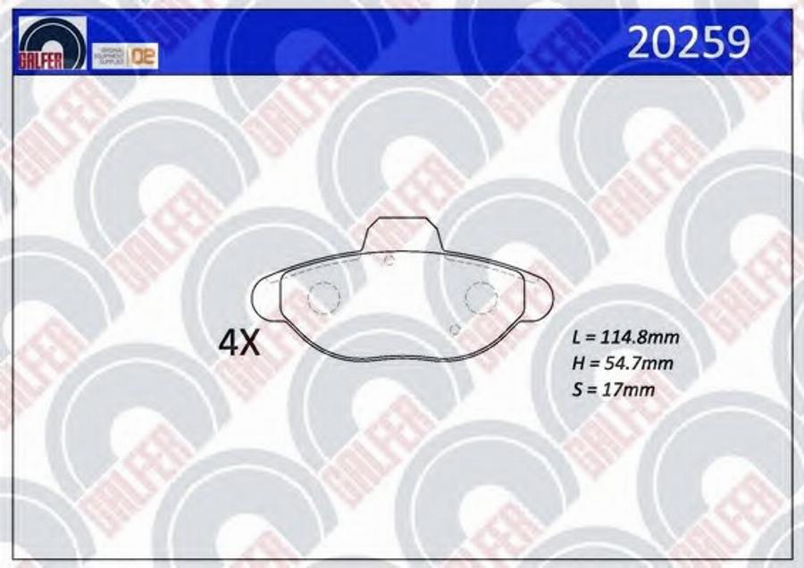 Galfer 20259 - Kit de plaquettes de frein, frein à disque cwaw.fr