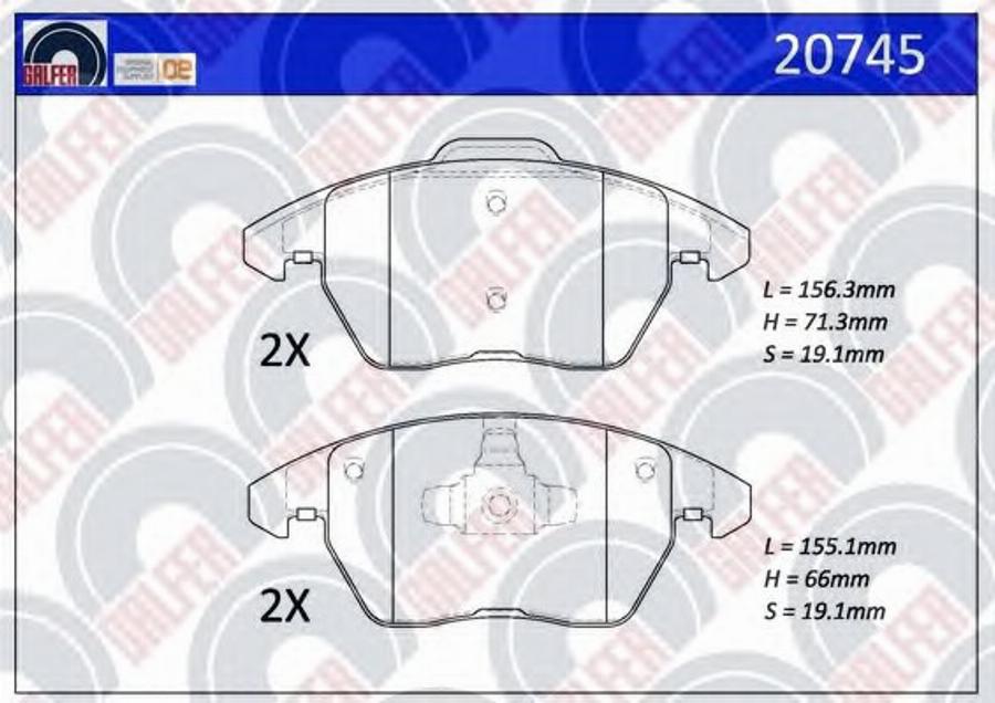 Galfer 20745 - Kit de plaquettes de frein, frein à disque cwaw.fr