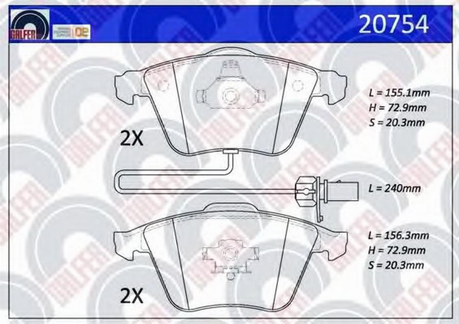 Galfer 20754 - Kit de plaquettes de frein, frein à disque cwaw.fr