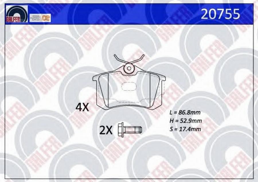 Galfer 20755 - Kit de plaquettes de frein, frein à disque cwaw.fr