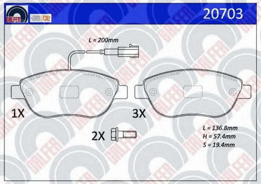 Galfer 20703 - Kit de plaquettes de frein, frein à disque cwaw.fr