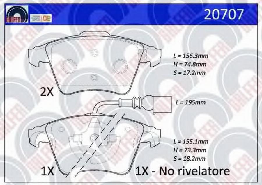 Galfer 20707 - Kit de plaquettes de frein, frein à disque cwaw.fr