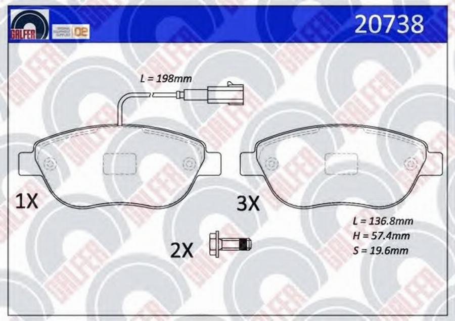 Galfer 20738 - Kit de plaquettes de frein, frein à disque cwaw.fr