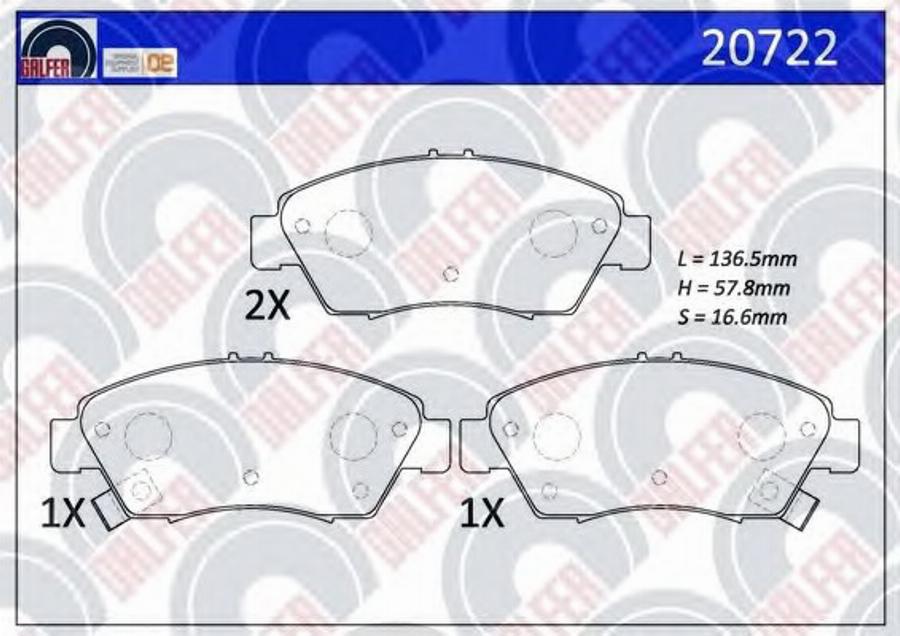 Galfer 20722 - Kit de plaquettes de frein, frein à disque cwaw.fr