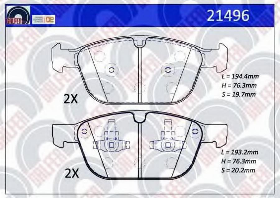 Galfer 21496 - Kit de plaquettes de frein, frein à disque cwaw.fr