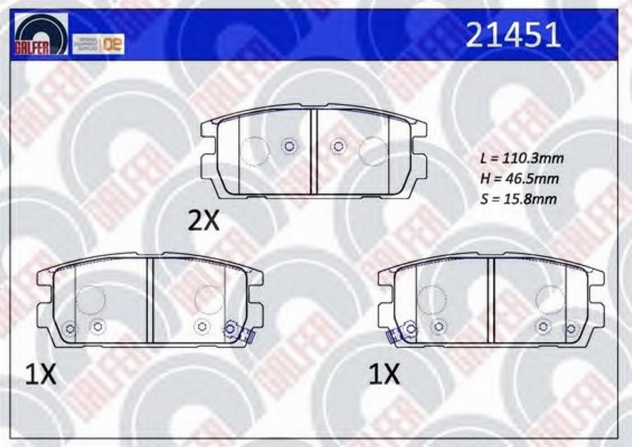 Galfer 21451 - Kit de plaquettes de frein, frein à disque cwaw.fr