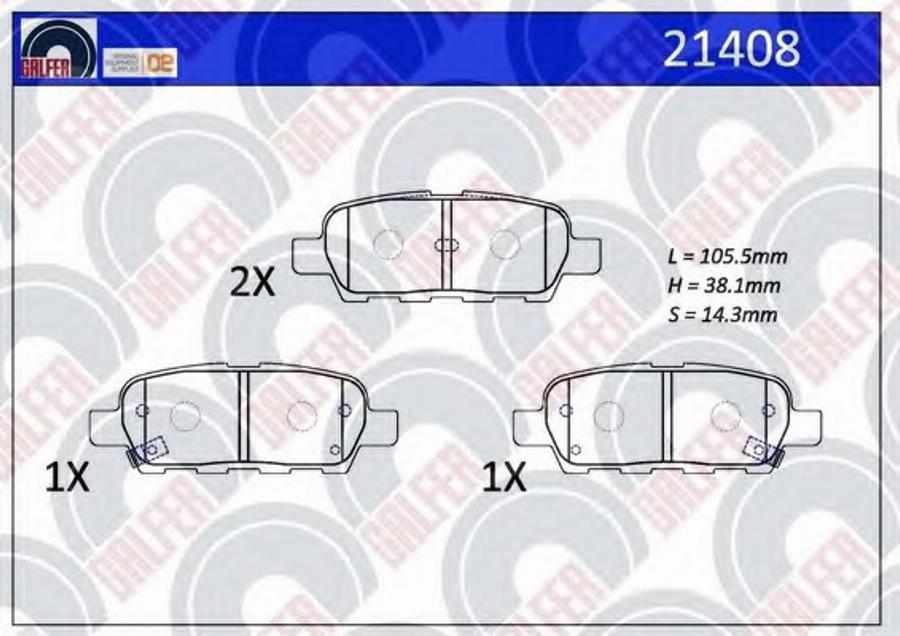 Galfer 21408 - Kit de plaquettes de frein, frein à disque cwaw.fr