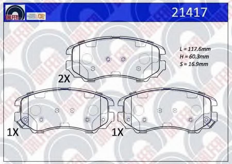 Galfer 21417 - Kit de plaquettes de frein, frein à disque cwaw.fr