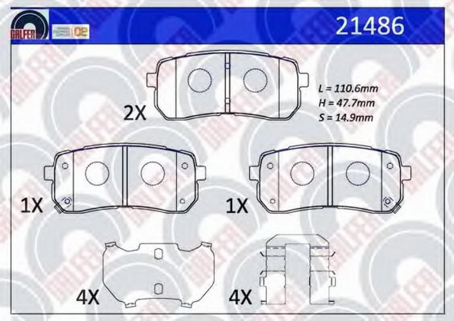 Galfer 21486 - Kit de plaquettes de frein, frein à disque cwaw.fr