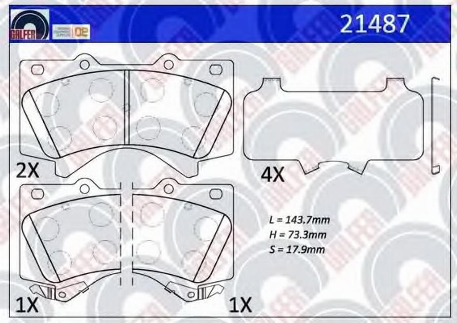 Galfer 21487 - Kit de plaquettes de frein, frein à disque cwaw.fr