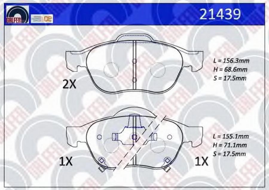 Galfer 21439 - Kit de plaquettes de frein, frein à disque cwaw.fr