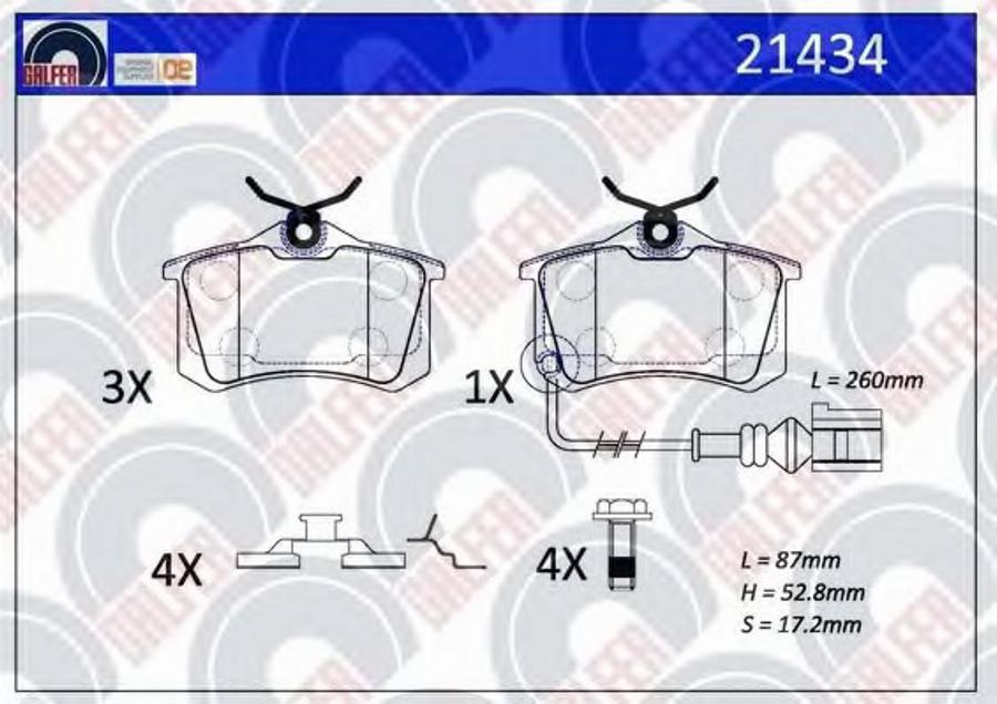 Galfer 21434 - Kit de plaquettes de frein, frein à disque cwaw.fr