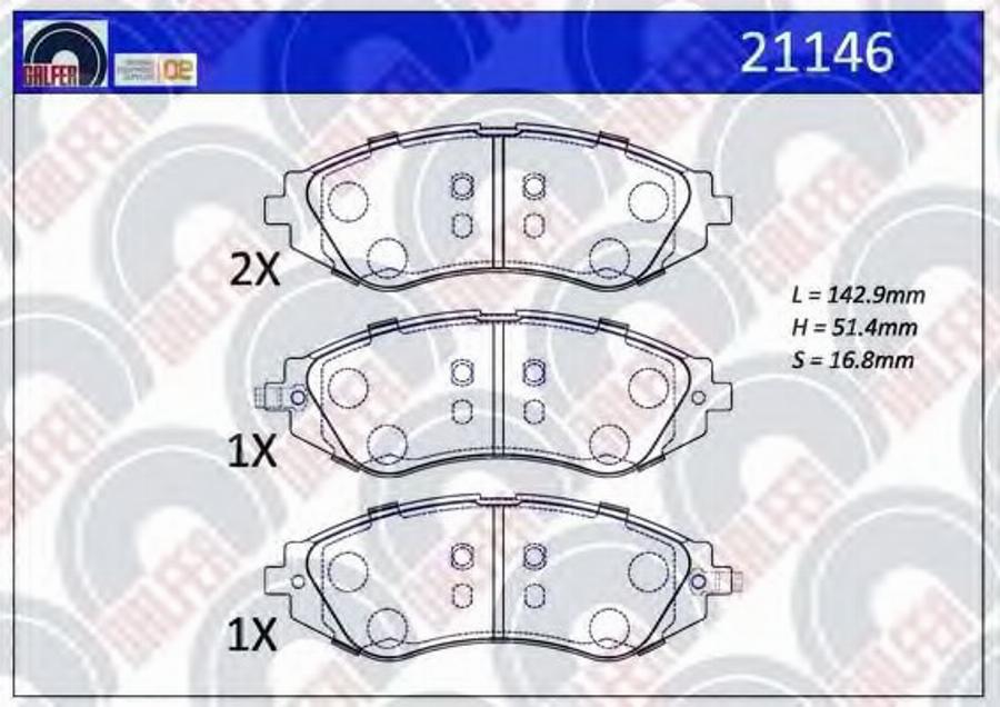 Galfer 21146 - Kit de plaquettes de frein, frein à disque cwaw.fr