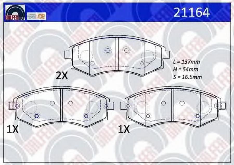 Galfer 21164 - Kit de plaquettes de frein, frein à disque cwaw.fr