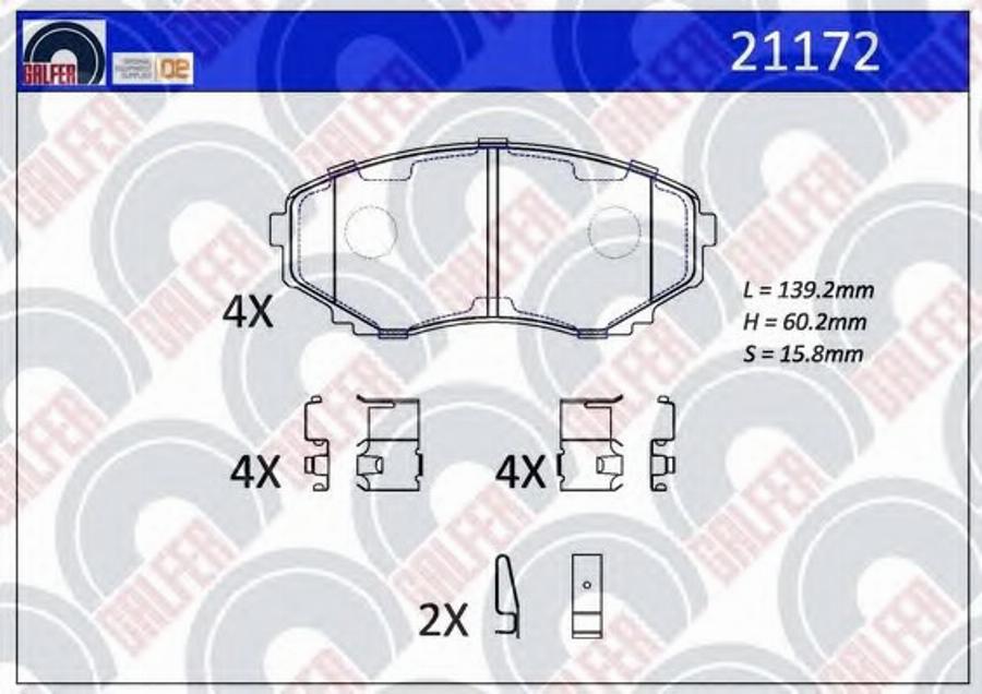 Galfer 21172 - Kit de plaquettes de frein, frein à disque cwaw.fr