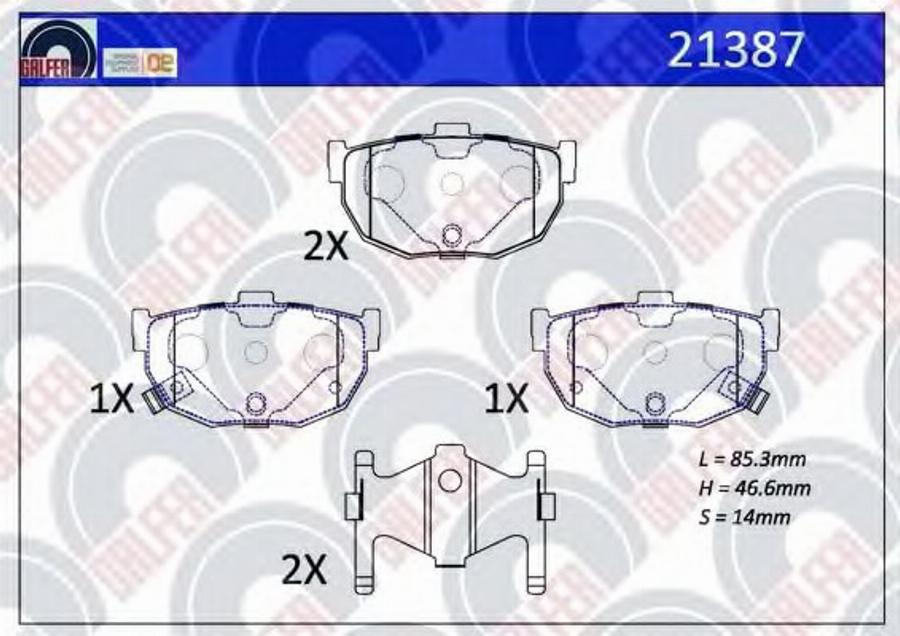 Galfer 21387 - Kit de plaquettes de frein, frein à disque cwaw.fr