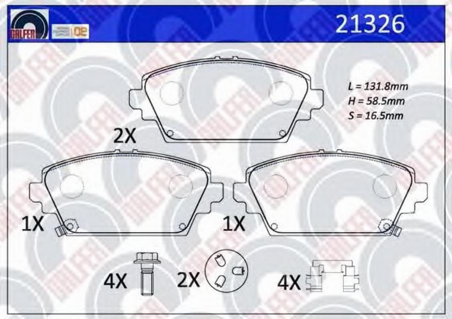 Galfer 21326 - Kit de plaquettes de frein, frein à disque cwaw.fr