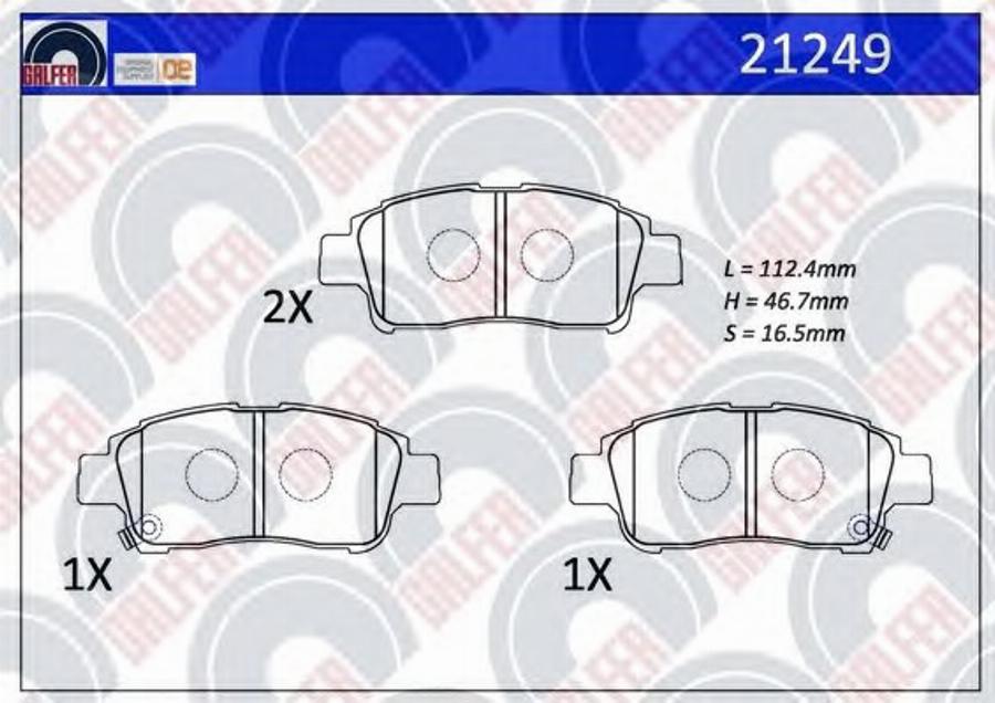 Galfer 21249 - Kit de plaquettes de frein, frein à disque cwaw.fr