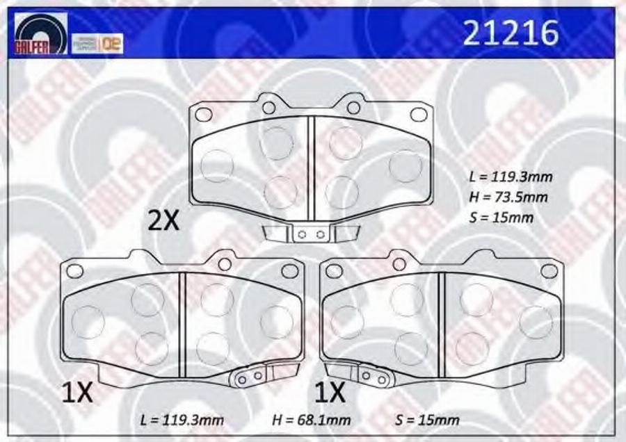 Galfer 21216 - Kit de plaquettes de frein, frein à disque cwaw.fr