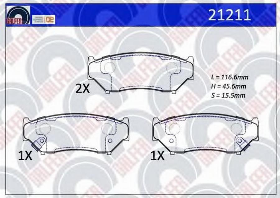 Galfer 21211 - Kit de plaquettes de frein, frein à disque cwaw.fr