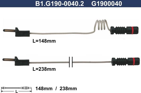 Galfer B1.G190-0040.2 - Contact d'avertissement, usure des plaquettes de frein cwaw.fr