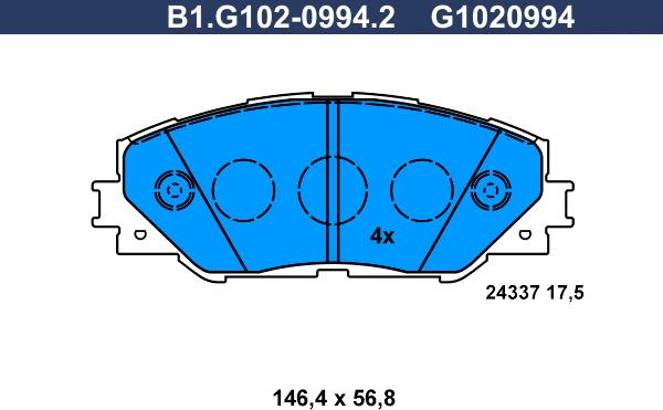 Galfer B1.G102-0994.2 - Kit de plaquettes de frein, frein à disque cwaw.fr