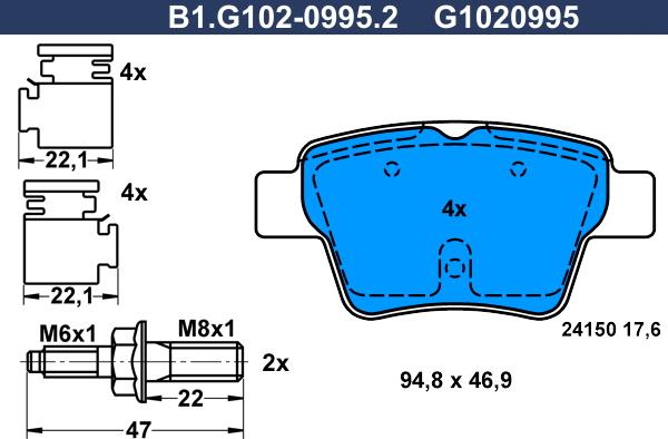 Galfer B1.G102-0995.2 - Kit de plaquettes de frein, frein à disque cwaw.fr