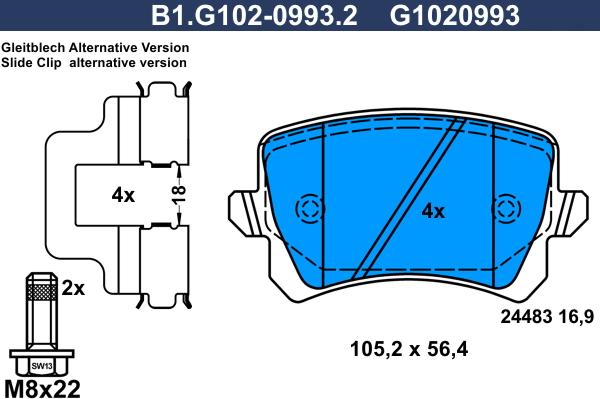 Galfer B1.G102-0993.2 - Kit de plaquettes de frein, frein à disque cwaw.fr