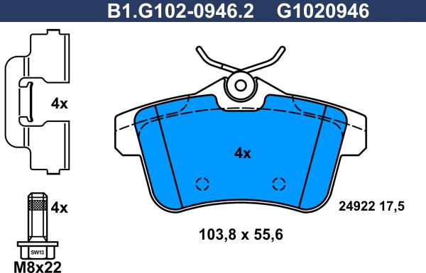 Galfer B1.G102-0946.2 - Kit de plaquettes de frein, frein à disque cwaw.fr