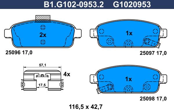 Galfer B1.G102-0953.2 - Kit de plaquettes de frein, frein à disque cwaw.fr