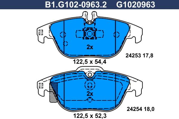 Galfer B1.G102-0963.2 - Kit de plaquettes de frein, frein à disque cwaw.fr